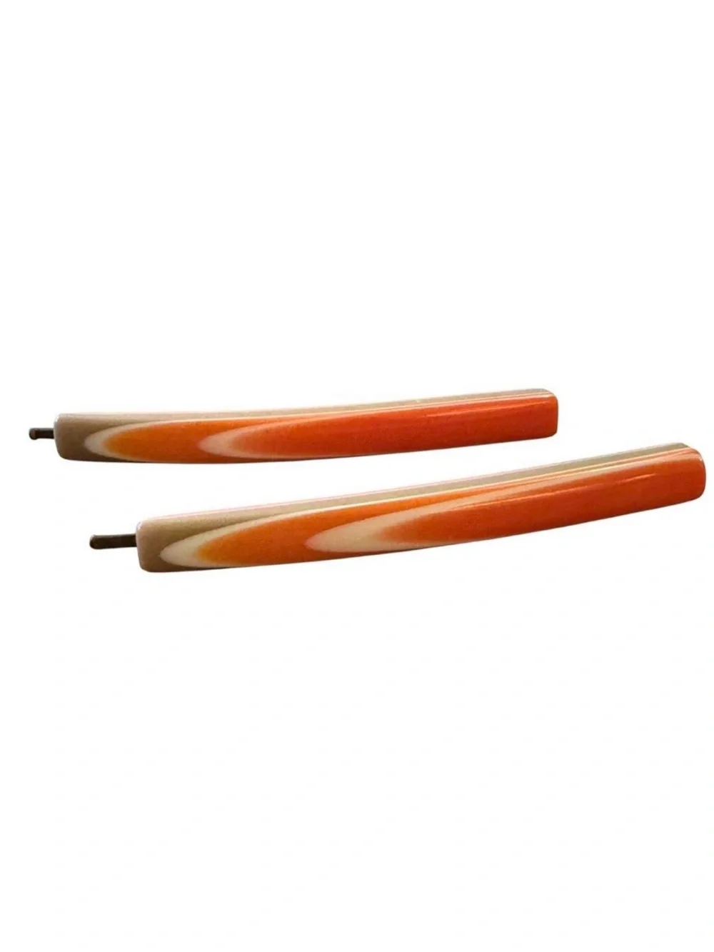 1970’s Vintage Orange Thick Plastic Bobby Pins, Retro Design